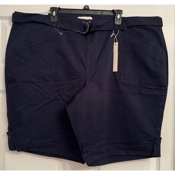 Gloria Vanderbilt Ultra Twill Shorts with Pockets 24W Blue NWT - Picture 1 of 3